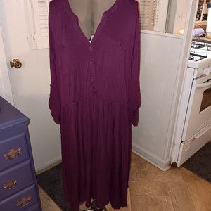 Womens Size 4 Beautiful Torrid Burgandy Layered Short Sleeve Midi Dress